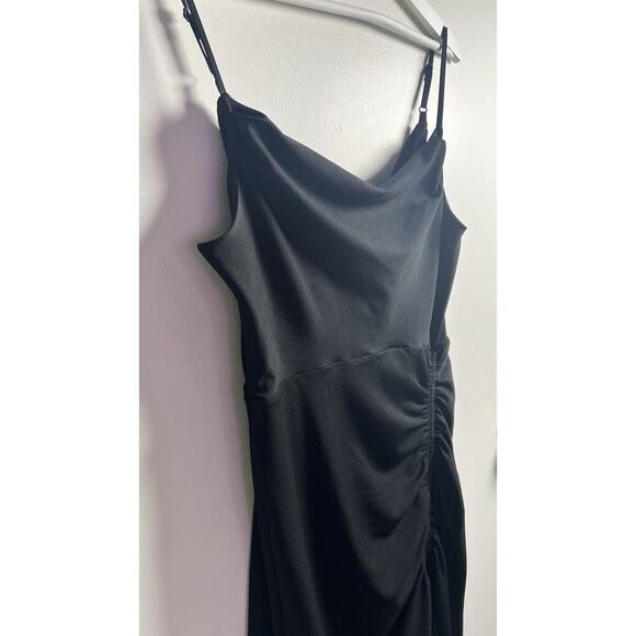 Anthropologie Cowl Neck Strappy Black Smocked Bodycon Event Party Dress Sz S NEW - Picture 6 of 14